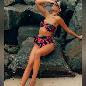PatBO Rio Print Side Tie Bikini Bottom in Black